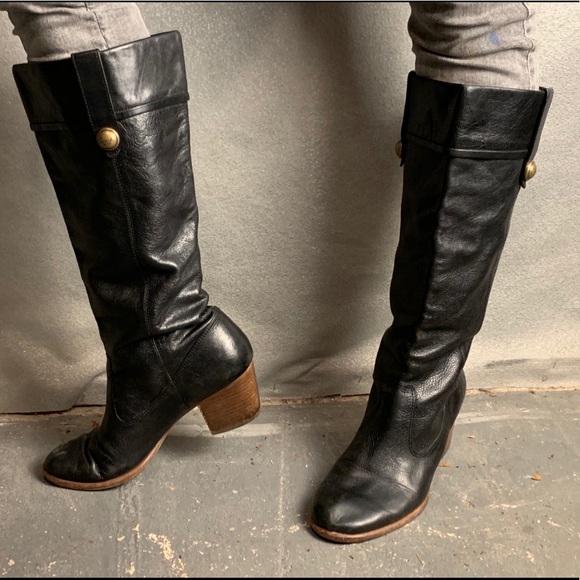 Black Leather Knee-High Boots - Picture 2 of 11